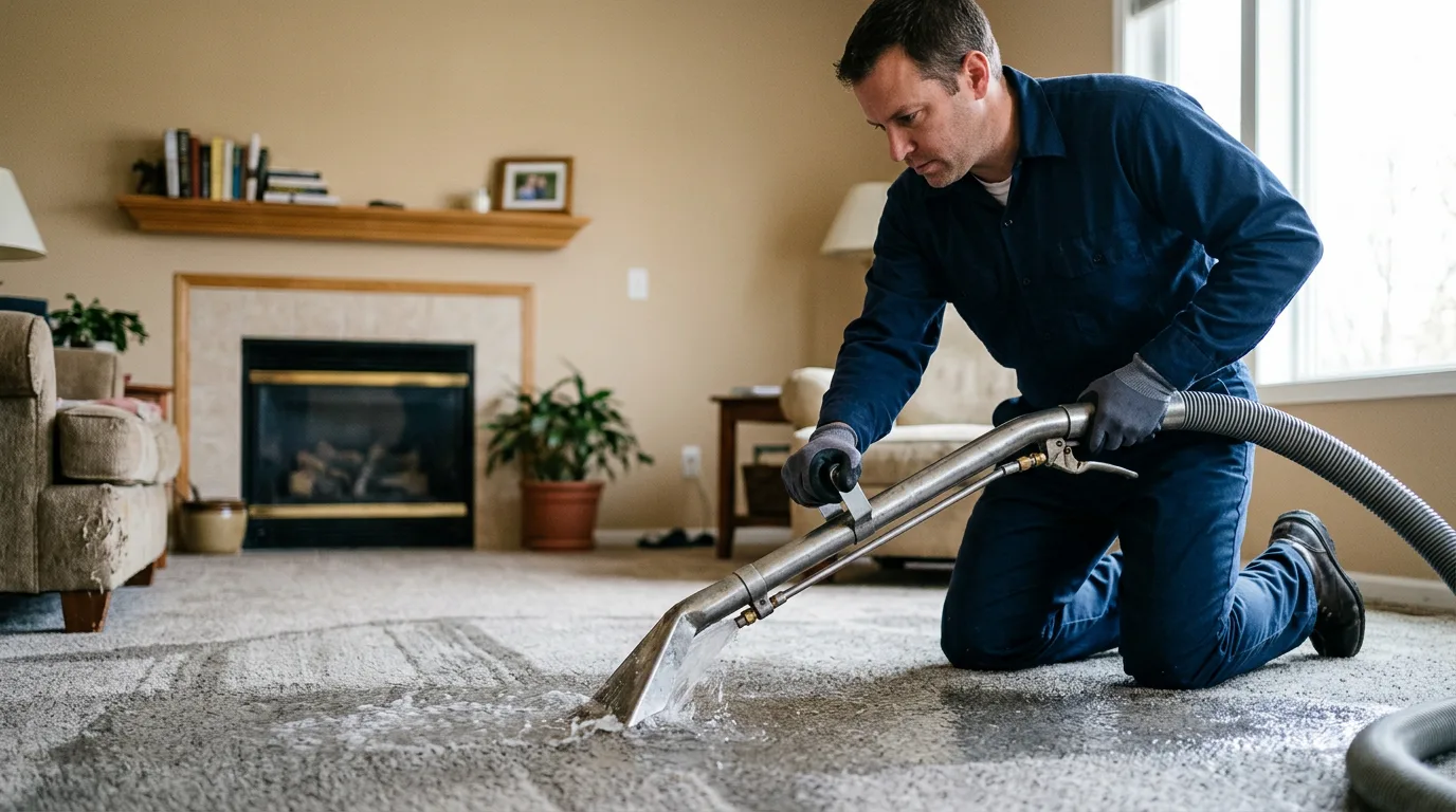 Water damage restoration technician working near Roans Prairie, TX